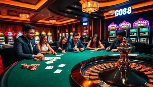 Players enjoying an exciting game at GO88 casino, showcasing poker and roulette.