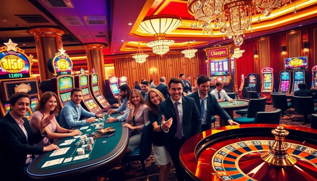 Engaging casino scene showcasing players at 555win com tables, capturing the thrill of high-stakes gambling.