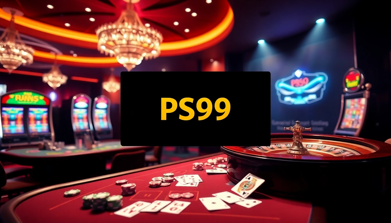Engaging visual representation of the lively trang chủ PS99 casino atmosphere featuring poker chips and tables.