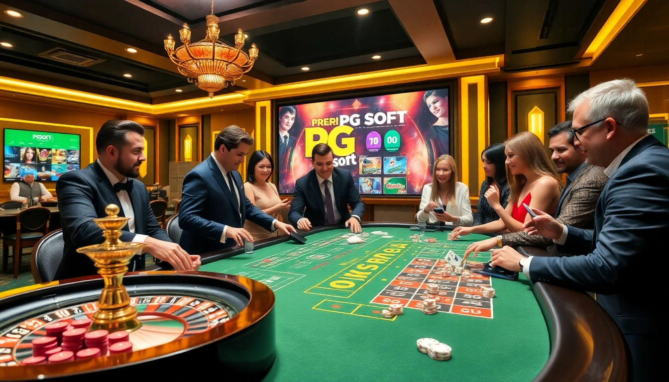 Experience the excitement of PG Soft games at a luxurious casino table with poker chips and cards.