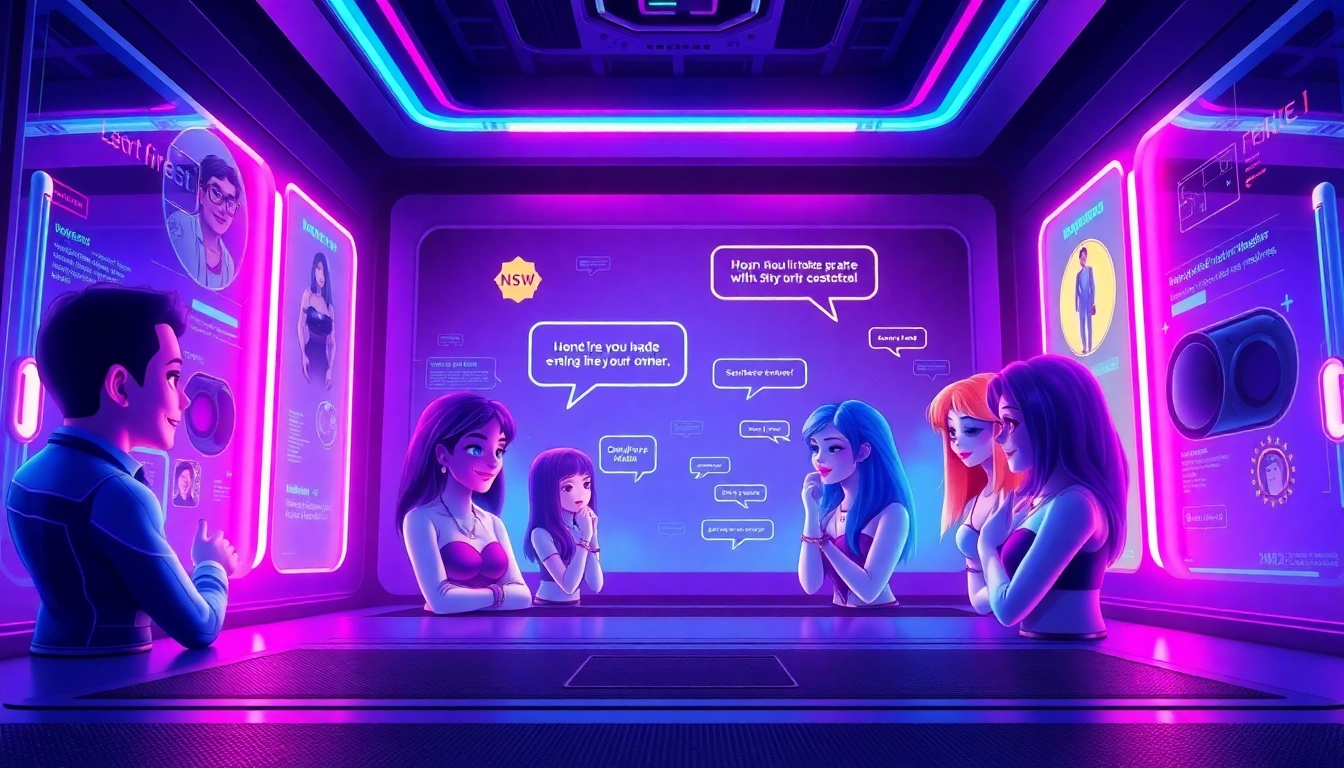Engaging NSFW AI chat interface showcasing futuristic character interactions.