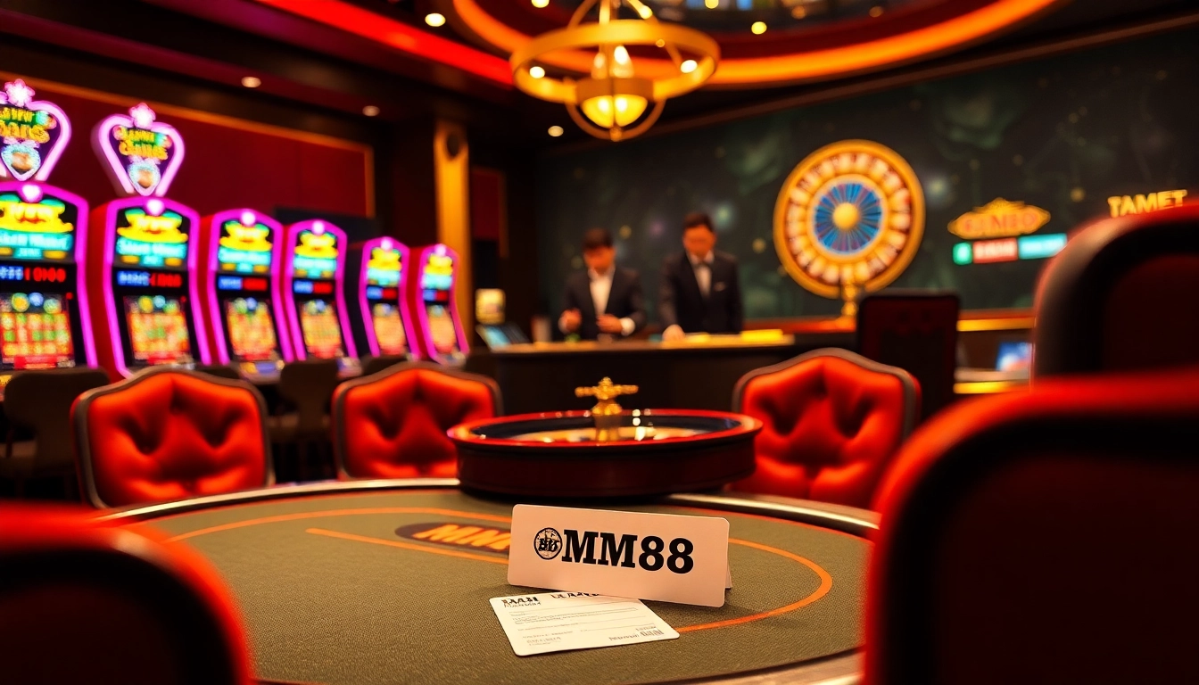 Engaging gaming scene showcasing MM88 poker action with vibrant casino elements.