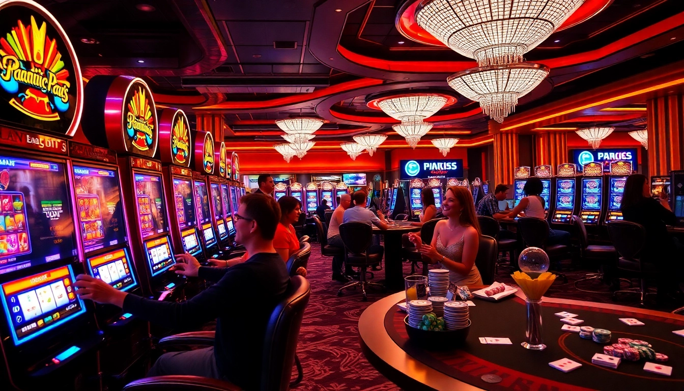 Engaging scene of players enjoying slot pragmatic play games in a luxurious casino atmosphere.