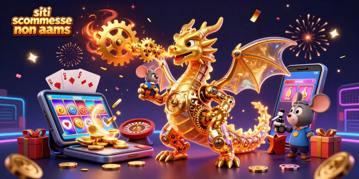 Gioca su siti scommesse non aams mostrando un drago meccanico che emette ingranaggi d'oro.