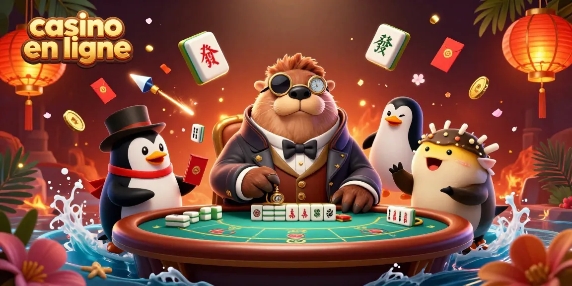 Jouez au casino en ligne avec des personnages animés colorés dans une scène festive et immersive.