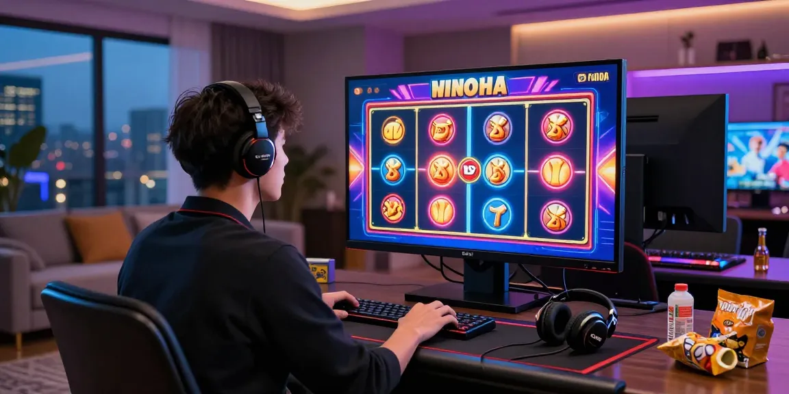 Player enjoying bonus buy slots UK in vibrant gaming setup with city view.