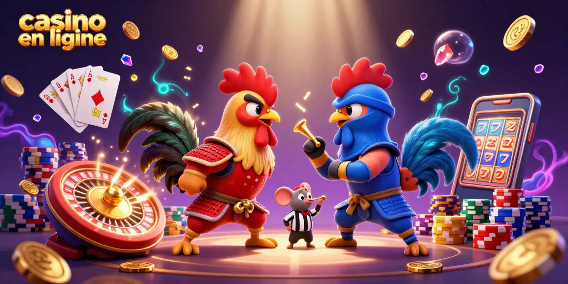 Vivez l'excitation des jeux de casino en ligne avec des coqs en combat captivant.
