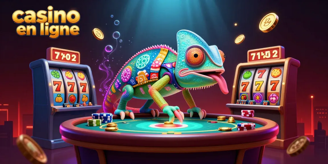 Jouez dans un casino en ligne animé avec un propriétaire caméléon et des éléments de jeu captivants.