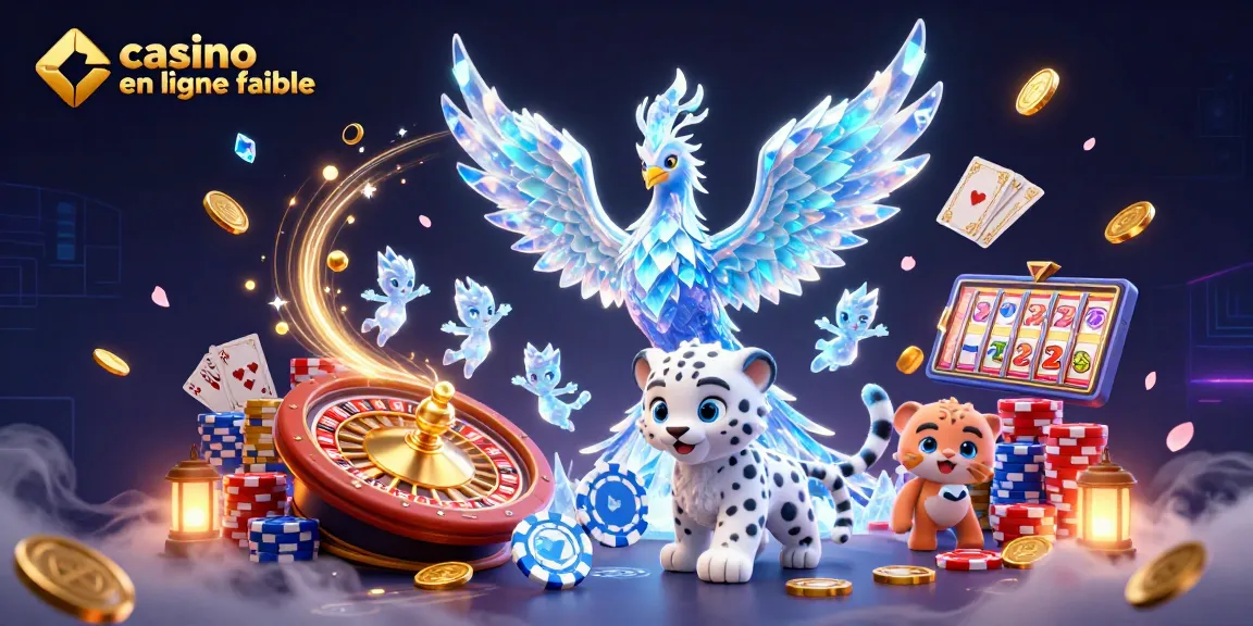 Jouez sur un casino en ligne fiable avec une illustration captivante d'un phénix de glace et de sprites scintillants.