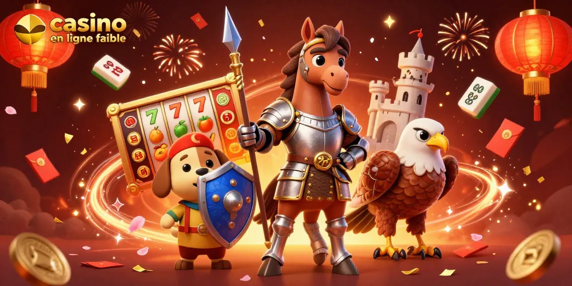Plongez dans l'univers de casino en ligne fiable avec un chevalier médiéval et des symboles de jeux captivants.