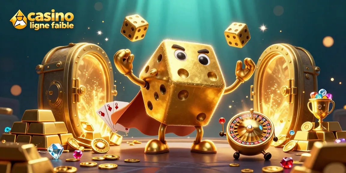 Des dés dorés animés soulignent l'importance de choisir un casino en ligne fiable.