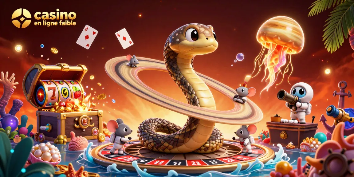 Jouer au casino en ligne fiable avec une illustration 3D colorée de personnages animés par des éléments de jeux de casino.