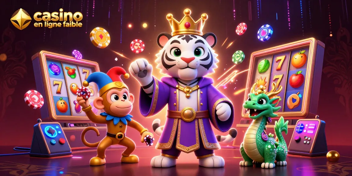 Jouez à un casino en ligne fiable avec un tigre élégant et un singe amusant jouant aux machines à sous.