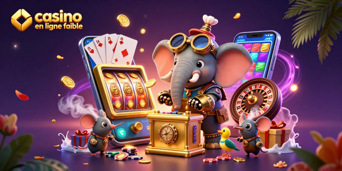 Jouer avec des machines à sous dans un casino en ligne fiable, personnages animés autour de jeux de casino.