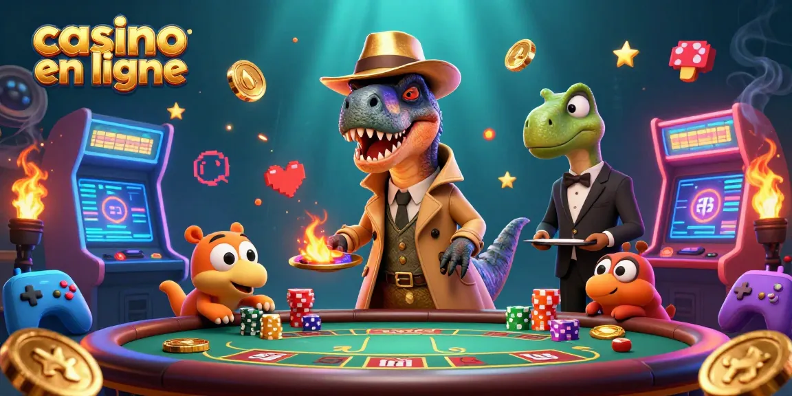 Découvrez le casino en ligne avec un velociraptor compteur de cartes au blackjack et un pit boss stégosaure