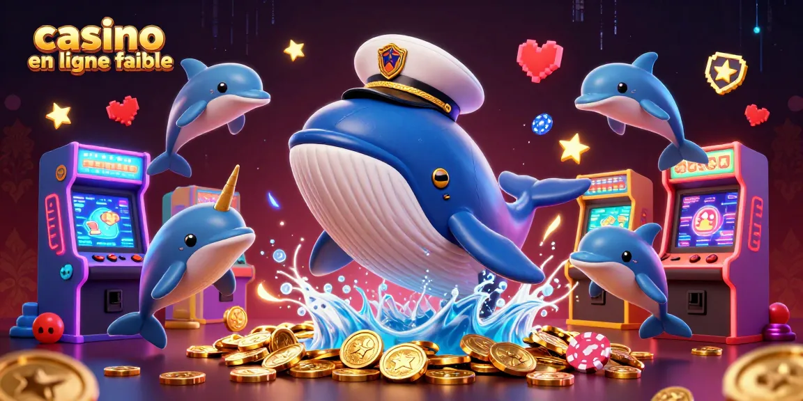 Visualisez le nouveau casino en ligne fiable avec un immense baleinier et des dauphins jouant avec des jetons de poker, au milieu d'un océan de pièces.