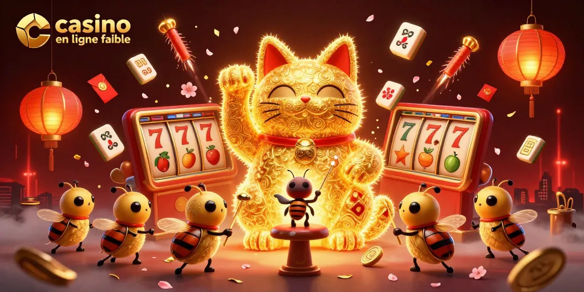 Jouer sur un casino en ligne fiable avec un chat chanceux et des symboles de jeu captivants.