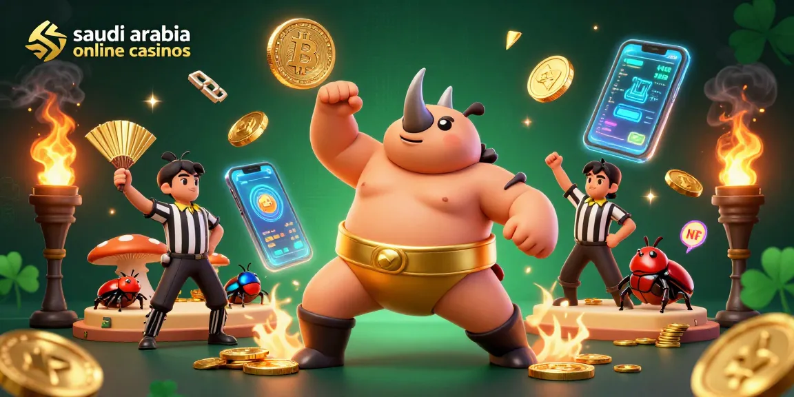 Experience thrilling action at saudi arabia online casinos with a vibrant 3D illustration of a beetle sumo match.