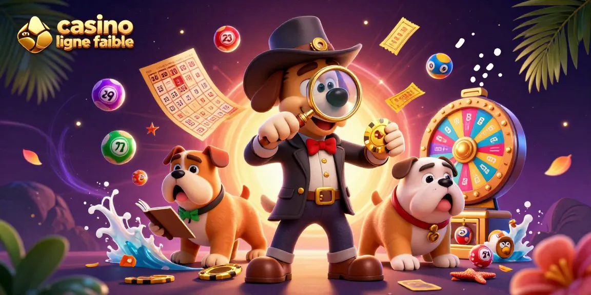 Jouer au casino en ligne fiable, un détective examine des indices de jeu avec son chien.