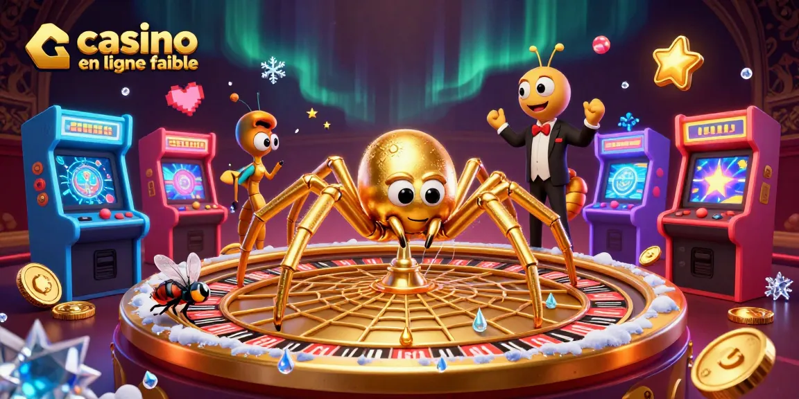 Cette image illustre un casino en ligne fiable où une araignée dorée crée une toile de roulette, incitant les joueurs à parier.