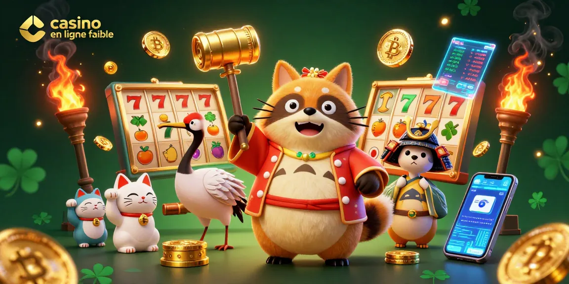 Jouez au casino en ligne fiable avec ce tanuki porte-bonheur et des éléments ludiques !