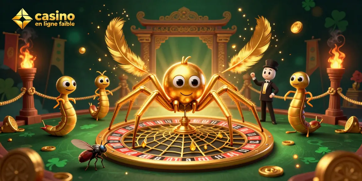 Placer des paris dans un casino en ligne fiable avec une araignée dorée et un croupier mille-pattes.