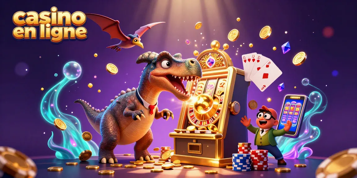 Gagnez des jackpots au casino en ligne avec des scènes de dinosaures et des machines à sous vibrant d'énergie.