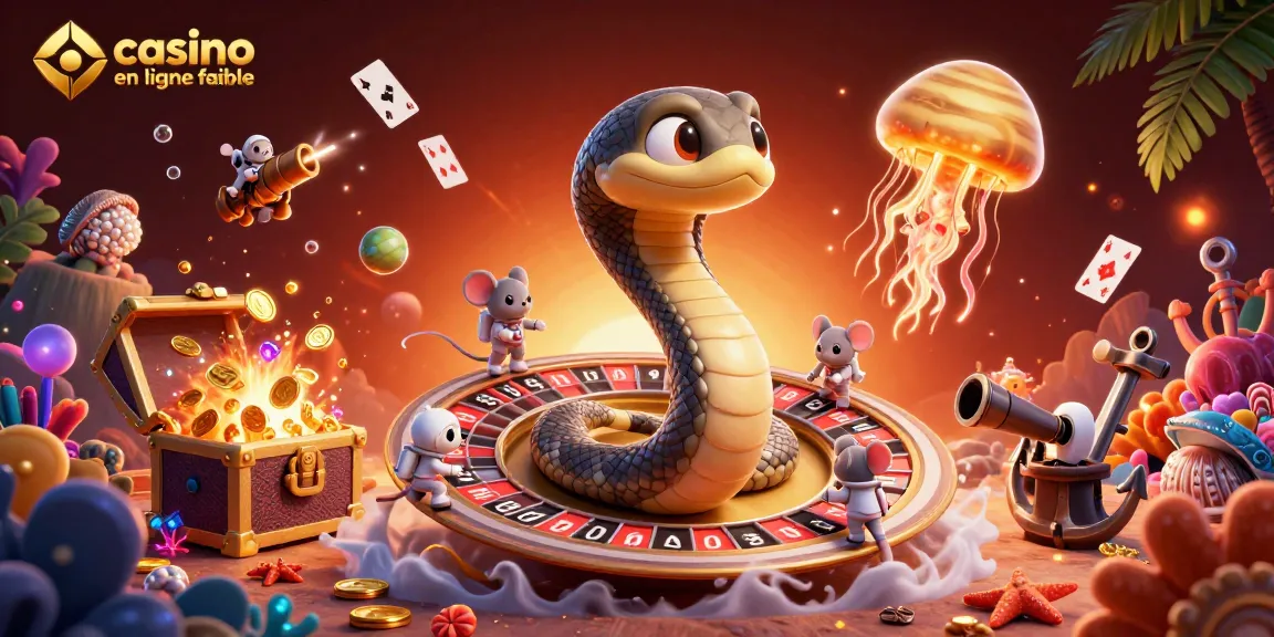 Casino en ligne fiable : mise en scène dynamique de jeu avec des personnages et éléments colorés.