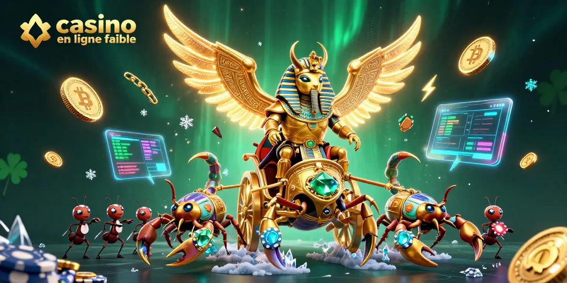 Découvrez les jeux au casino en ligne fiable avec un scarabée colossal et des jetons de poker.
