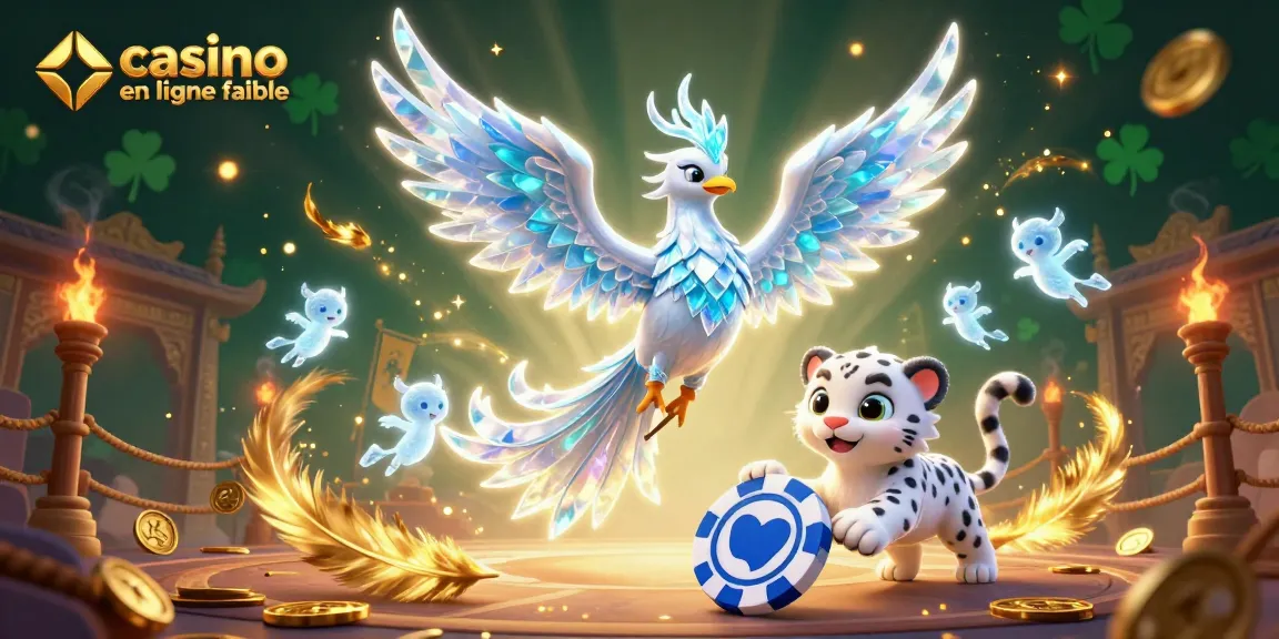 Jouez au casino en ligne fiable avec une illustration captivante montrant un phoenix de glace.