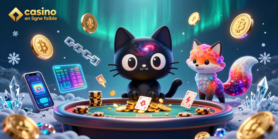 Les joueurs s'engagent dans un casino en ligne fiable au milieu de pièces d'or et de crypto-monnaies.