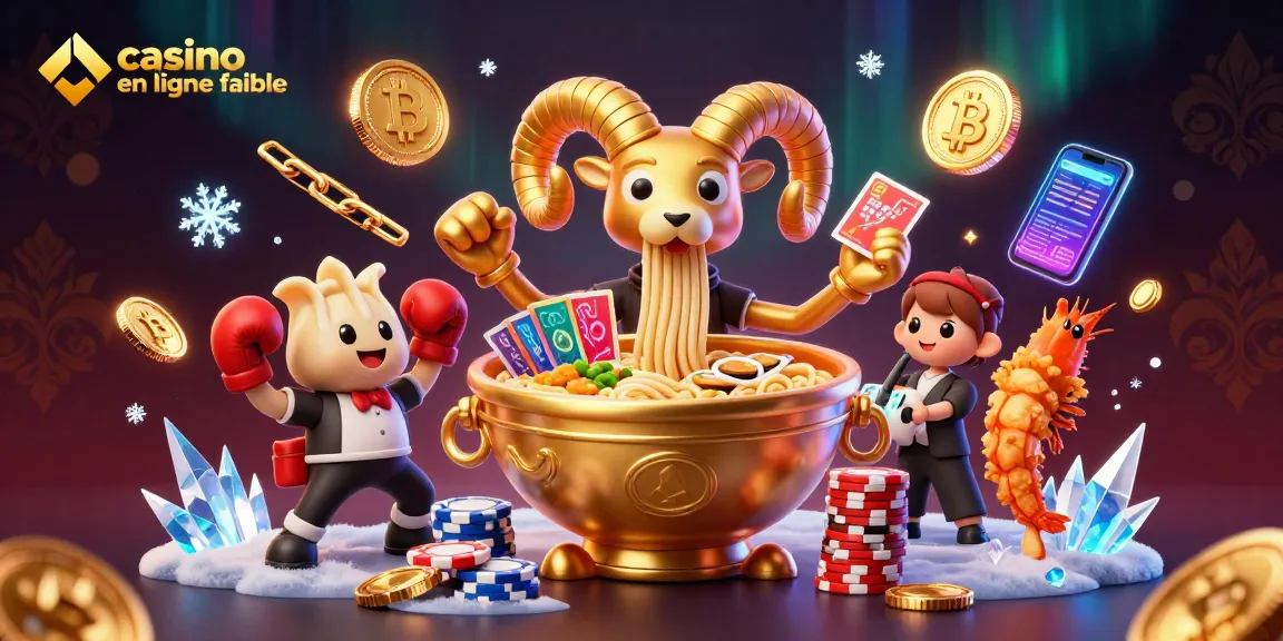 Jouez dans un casino en ligne fiable, avec une scène vibrante d'un bol de ramen géant et ses amis en action.