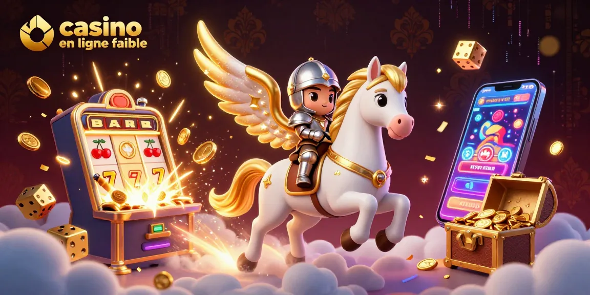 Jouez dans un casino en ligne fiable avec une scène colorée de la machine à sous, des pièces d'or et des jeux de casino.