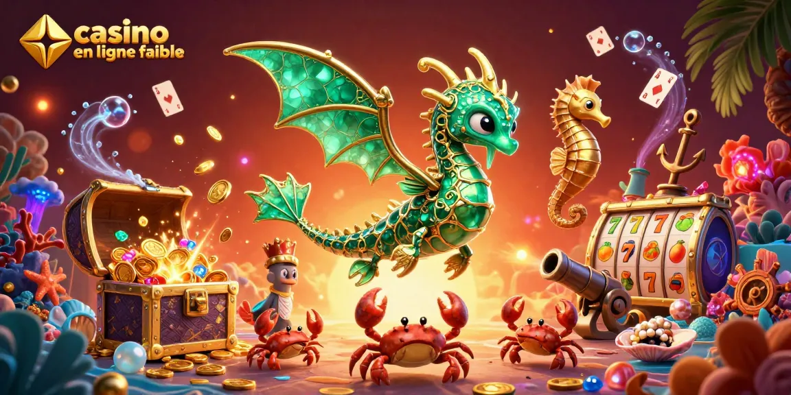 Jouer à des jeux dans un casino en ligne fiable, avec un dragon et des trésors sous-marins captivants.