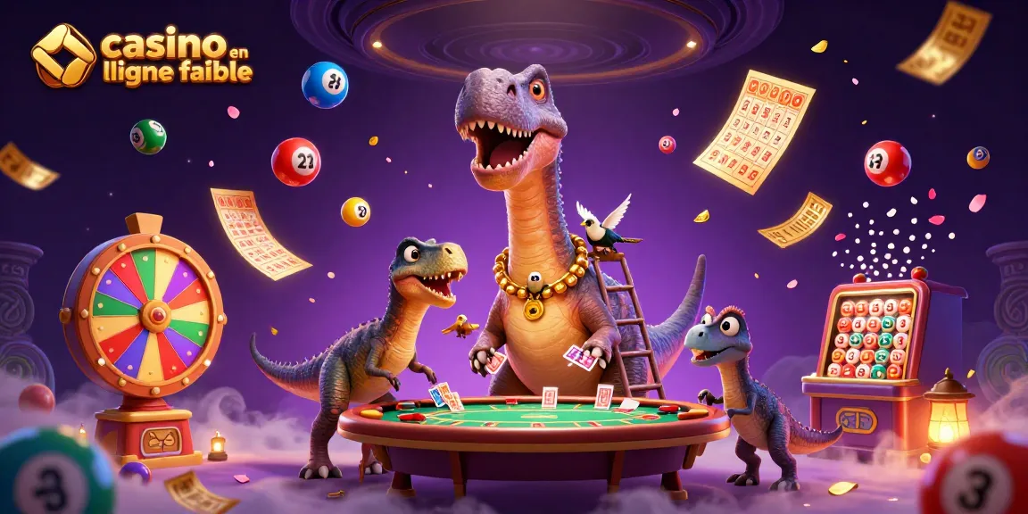 Illustration dynamique d'un casino en ligne fiable avec un brontosaurus et un raptor