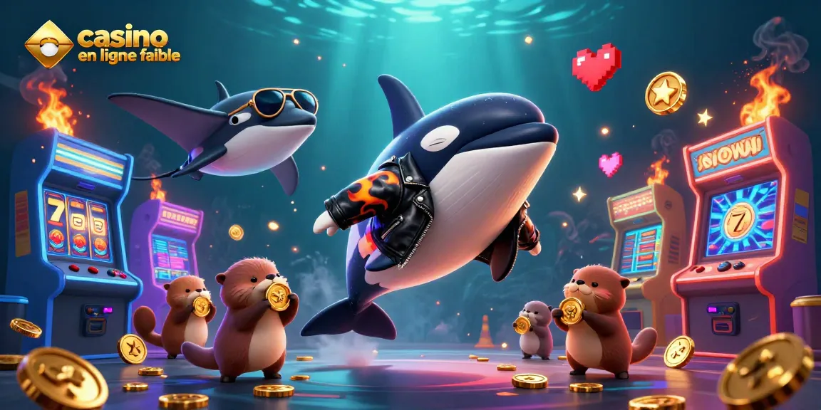 Les otaries de mer flottants avec des pièces d'or dans un casino en ligne fiable.
