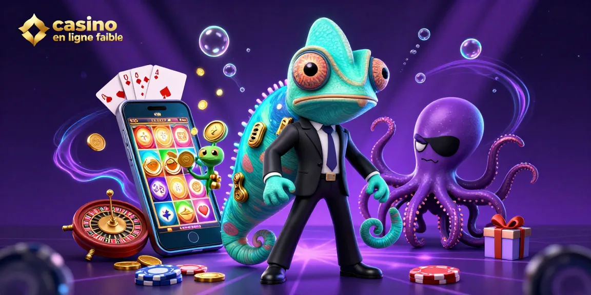 Profitez d'un casino en ligne fiable avec un agent secret, un caméléon et un intelligent gecko entouré de jeux.