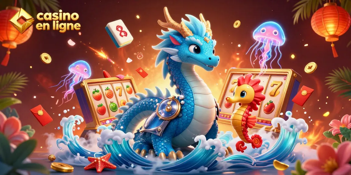 Jouez sur casino en ligne avec le dragon majestueux et le chevalier hippocampe dans une scène dynamique.