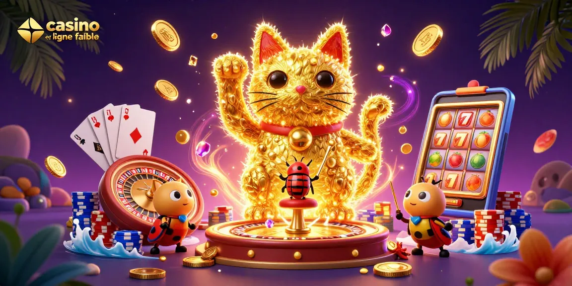 Jouez sur un casino en ligne fiable tout en admirant ce chat porte-bonheur formé par des lucioles.