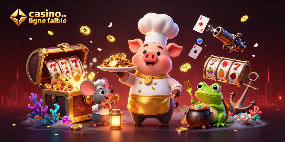 Illustration captivante d'un chef porc et un critique ayant des pièces d'or symbolisant un casino en ligne fiable