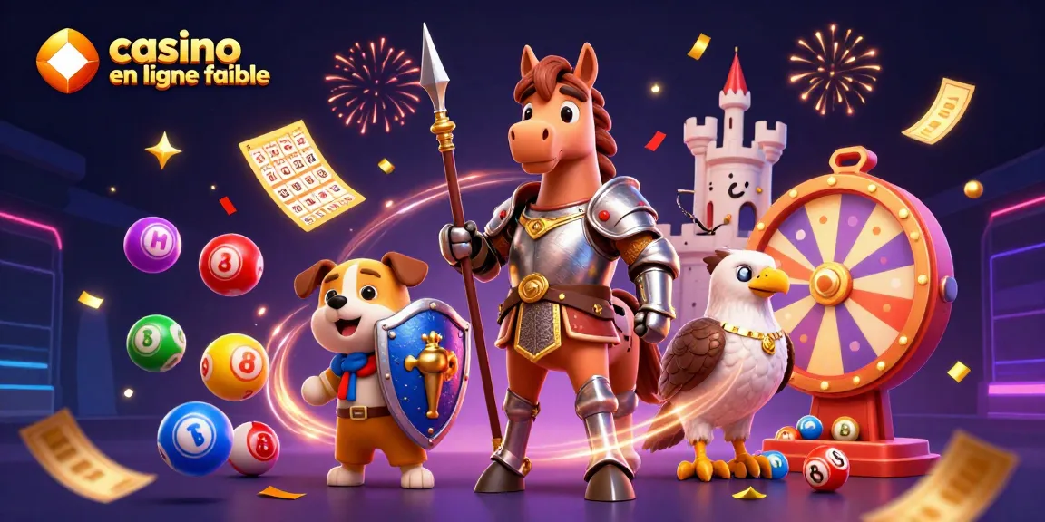 Illustration dynamique pour un casino en ligne fiable avec un chevalier, un chiot écuyer, et un faucon